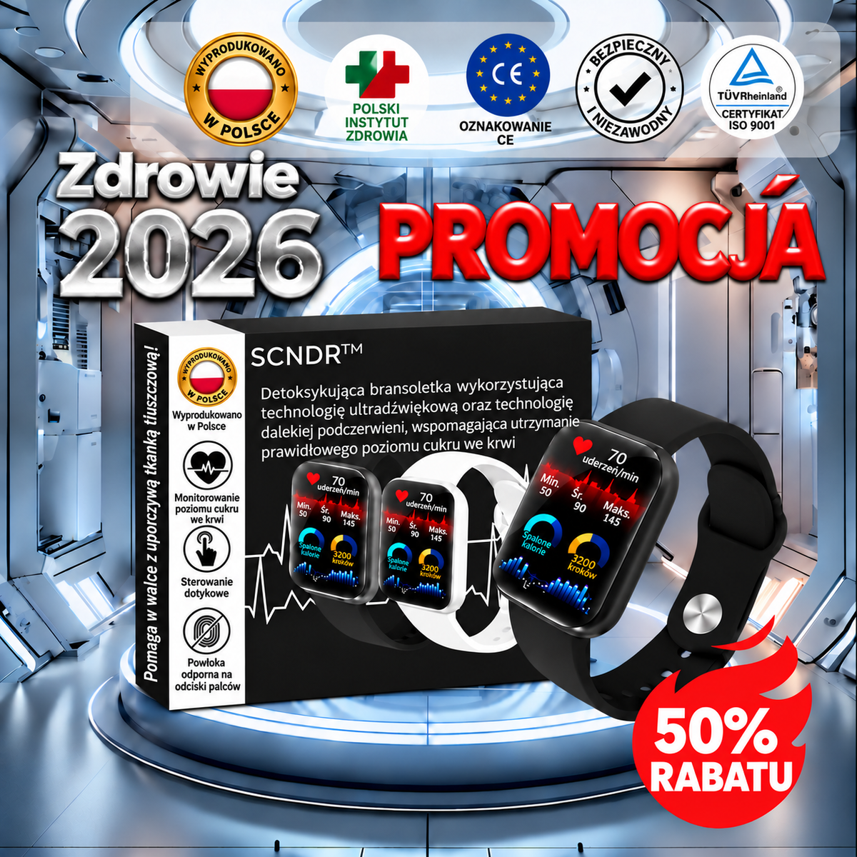 (🌸Ostatni dzień -70% zniżki🍀) SCNDR™ Ultradźwiękowa opaska spalająca tłuszcz oraz opaska z daleką podczerwienią wspierająca równowagę poziomu cukru we krwi Detox Wristband